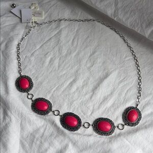 Elegant Fuchsia and Silver Women's Belt